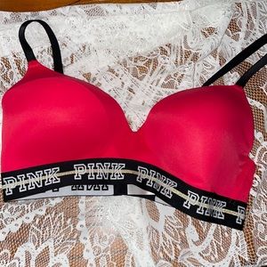 Pink Victoria’s Secret Wear Everywhere wireless lightly lined bra red 36D